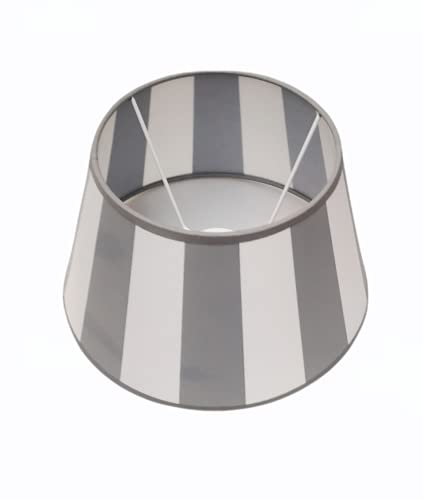 Lampenschirm-rund-konische-Form-grau-weiß- gestreift Ø 30 cm Landhaus-vintage-Stil Cover