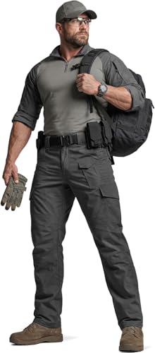 Image of CQR Men's Flex Ripstop Tactical Pants, Water Resistant Stretch Cargo Pants, Lightweight EDC Hiking Work Pants