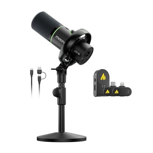 Microphone XLR USB MAONO PD200W sans fil double connexion pour un son podcast parfait sur PC