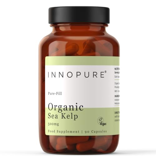 INNOPURE Organic Sea Kelp 500mg Pure-Fill (No Fillers or Binders) 435mcg of Iodine Supplement per Capsule Soil Association Certified UK Made 90 Capsules (3 Month Supply)