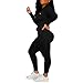 Nimsruc 2 Piece Outfits For Women Sweatsuits Sets Hooded Tracksuit Long Sleeve Pullover Jogger Sweat Pants Set Black M