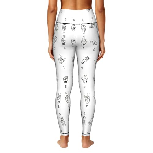 Leggings con estampado de alfabeto de señas y conjunto de fitness con bolsillos para gimnasio mujer 4