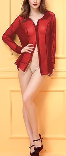 Image of Xs and Os Women's Sheer Mesh Shirt Babydoll Lingerie