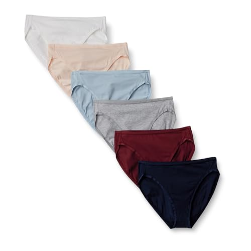 Amazon Essentials Damen Slip Aus Baumwolle Mit Hohem Beinausschnitt (In Übergröße Erhältlich), Atmungsaktiv, 6er-Pack, Kühle Farben/Warme Nuancen, 40