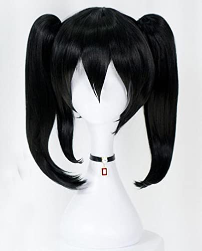 PUYYDS Anime Love Live Cos Perruque Nico Yazawa NIKO Courte Queue de Cheval Noire Résistant À La Chaleur Cheveux Cosplay Costume Perruques + Arc Épingles À...