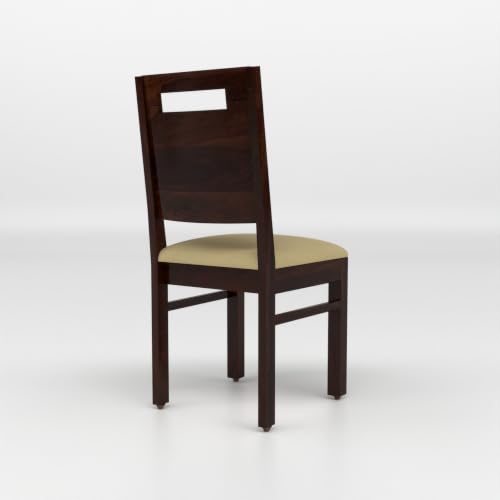 Image of Solid Sheesham Wood Dining Chair Set of 4 | Premium Wooden Dining Chairs with Cushioned Seat | Modern Horizontal Slatted Backrest | Heavy Duty Dining Table Chairs
