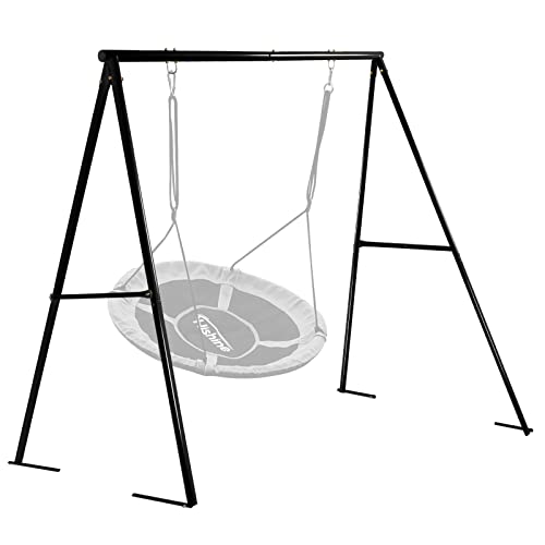 Hishine Swing Stand A Frame for Porch Outdoor 550lbs Heavy Duty 71” Height Full Metal Swing Frame, Easy Installation, Anti-Rust and All Weather Resistance (Black Stand)
