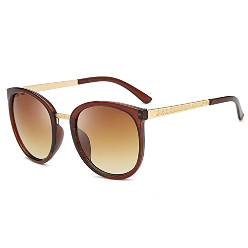 DNLKWGO Gafas de sol de moda UV400 Protección redonda Gafas de sol estilo retro para mujeres y hombres, Marrón marrón., Talla única Cover
