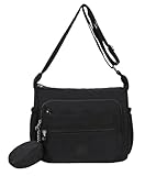 Bolsa Feminina Transversal Multi Bolsos Nylon, Bolsa de Ombro com Alça, Bolsa de Viagem Leve Tiracolo