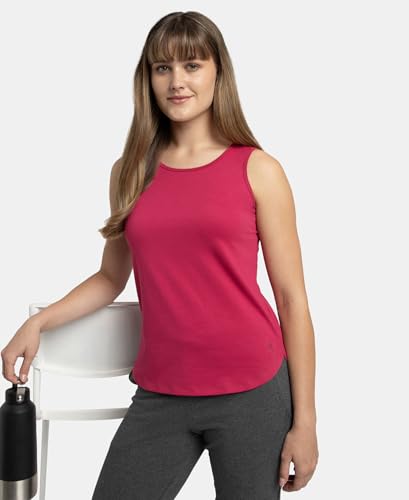 Image of Jockey AW77 Women Super Combed Cotton Rich Solid Curved Hem Styled Tank Top