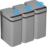 Yatmung Paquete de 3 botes de basura pequeños con tapa para baño, cubo de basura con sensor de