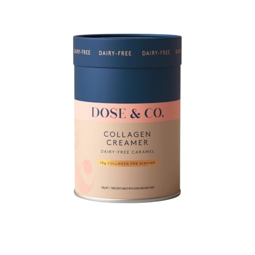 Dose & Co Dairy-Free Caramel Collagen Creamer 340g | Bovine Collagen Peptides (Peptiplus) for Skin Hair & Nails | 12g Protein per Serving | Smooth Coffee Creamer | Halal Sugar-Free Gluten-Free