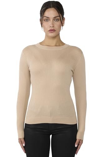 Image of JENNIE LIU Tissue Weight Cashmere Silk Rib-Knit Crewneck Sweater