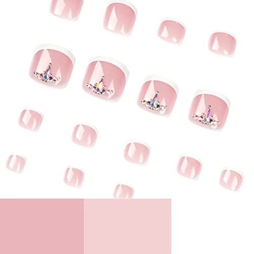 RUNRAYAY White Press On Toenail with Nail Rhinestones - Image 4