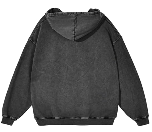 Mens Hoodies Pullover Vintage Hooded Sweatshirt Washed Hoodie Oversized Heavyweight Streetwear Cotton Sweatshirt2