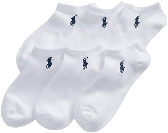 POLO RALPH LAUREN Womens Low-Cut Ankle Sock 6-Pack, White, Sock Size 9-11 (Shoe Size 4-10 1/2)