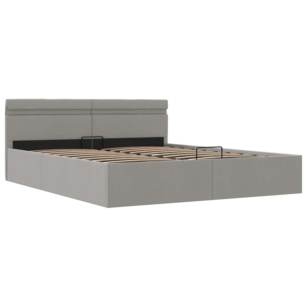 vidaXL - Betten & Bettgestelle - Stauraumbett Hydraulisch mit LED Hellgrau Stoff 180×200 cm