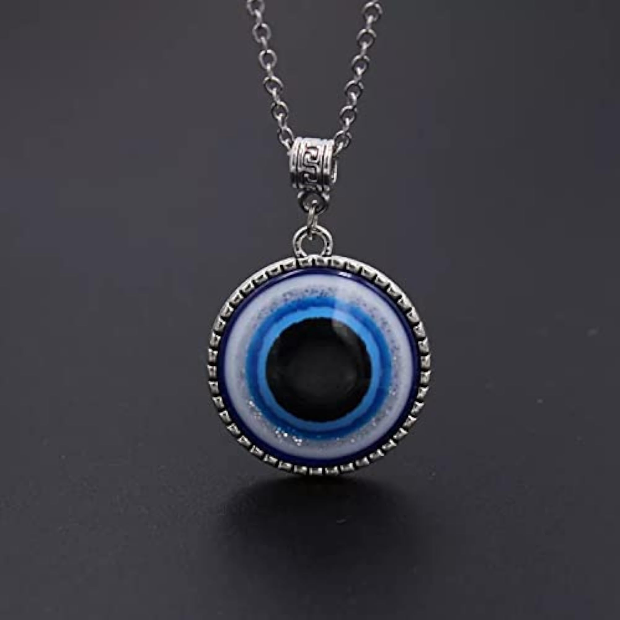 Unisex Silver Plated Evil Eye Pendant Necklace, Stylish Gift
