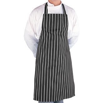 Black & White Stripe Butchers Bib Apron - Great for increasing hygiene levels in your kitchen