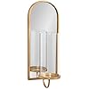 Kate and Laurel Ezerin Arched Mirror Wall Sconce, 6 x 5 x 16, Gold, Modern Decorative Wall Sconce Candle Holder