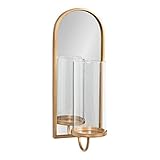 Kate and Laurel Ezerin Arched Mirror Wall Sconce, 6 x 5 x 16, Gold, Modern Decorative Wall Sconce Candle Holder
