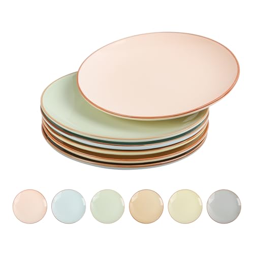 Dessert-Plate-Set-Salad-Plates-8-Inch-Colorful-Ceramic-Plate-Sets-Appetizer-Plates-Lunch-Plates-Modern-Serving-Plates-for-Kitchen-Microwave-and-Dishwasher-Safe-6-Pack-Assorted-Candy-Hue Dessert Plate Set Salad Plates 8 Inch Colorful Ceramic Plate Sets Appetizer Plates Lunch Plates Modern Serving Plates for Kitchen Microwave and Dishwasher Safe 6 Pack Assorted Candy Hue