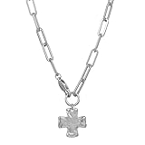 James Michelle Collar de cadena de cruz gruesa para mujer, resistente al agua, sin deslustre, chapado en oro y plata, joyería con revestimiento PVD, hipoalergénico, perfecto para playa, bodas, regalos