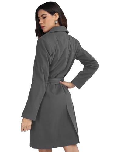 Image of CHKOKKO Women Classic Long Winter Coat Double Breasted | Knee Length Design with a Sophisticated Spread Collar and Convenient Front Pockets for All Occasions