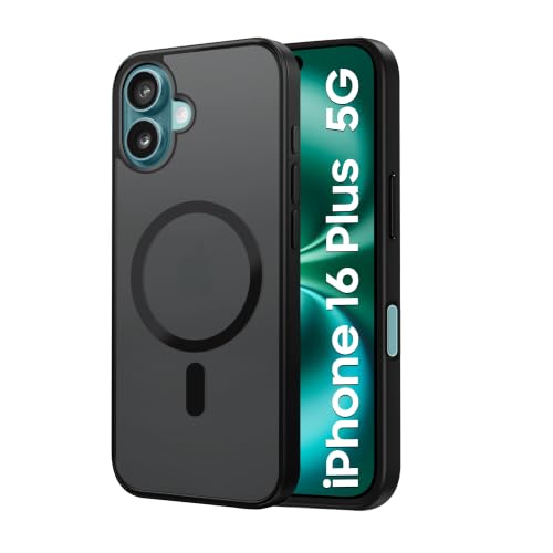 Image of CEDO Magnetic Cover for iPhone 16 Plus | Compatible with MagSafe Wireless Charging | Matte Black Case Designed with Magnetic Lock Shockproof Edge Protection Backcover (Translucent Black)