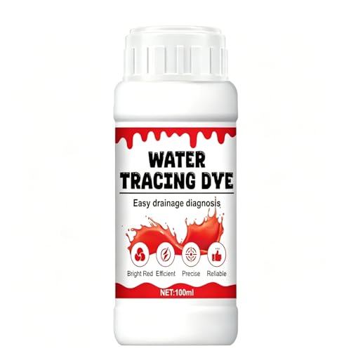 kuailaya Water Tracing Dye - 100ml Red Leak Detection Dye for Pipes, Swimming Pool, Spa, Roof - High Concentration and Stability - Fast, Accurate, High-Contrast...