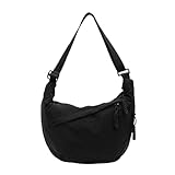 [ThreeSix] 斜めがけバッグ レディース ショルダーバッグ 三日月型ショルダーバッグ シンプル 無地 おしゃれ かわいい 長さ調節可能 シンプル 軽量 日常 カジュアル 大容量 (黒, L)