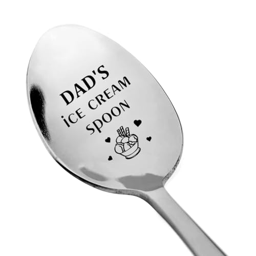 XIKAINUO Dad's Ice Cream Shovel Engraved Stainless Steel Spoon for Icecream, An Ideal Gift for...