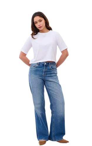 Elena Women's Cotton T-Shirt, Organic Pima Cotton, Relaxed Fit, Elbow/Short Length Sleeve, Round Neck, Casual Style