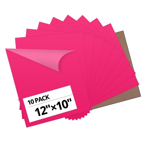 HTVRONT Pink Heat Transfer Vinyl Bundle - 10 Pack 12" x 10" HTV Vinyl for T-Shirt, Neon Pink Iron on Vinyl for All Cutting Machine or Heat Press Machine
