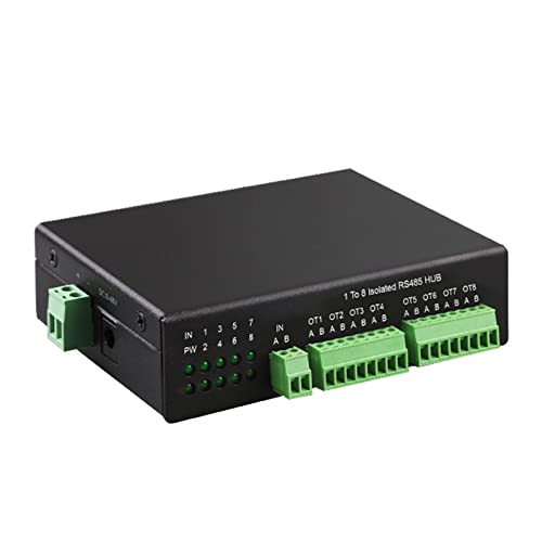 KSTZGTA RS485 Hub 1 to 8 Isolated Rs-485 Splitter 485 Sharer 1 in 8 Out Industrial Grade Optically Isolated Way 152.2Kbps Rs485 Connector Converter Way 1 to 8 Ports