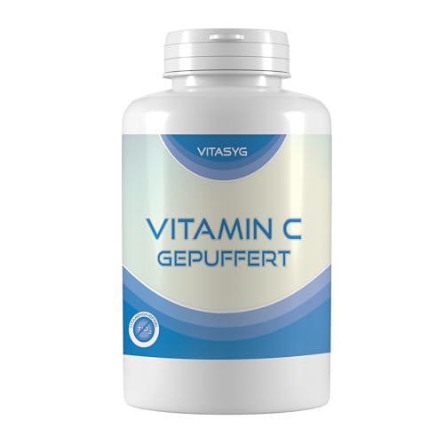 Vitamin C gepuffert - 365 vegane Kapseln - 500mg - magenfreundlich und pH-neutral - Jahresvorrat - hochdosiert - vegan - Vitasyg