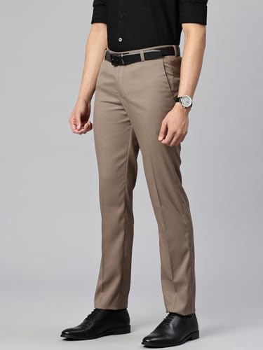 Image of Majestic Man Men's Slim Fit Solid Formal Trousers | Button and Zip | Side, Back Pockets | Italian Design | Office Wear /Executive Wear /Corporate Events /Business Meetings /Suit Pants