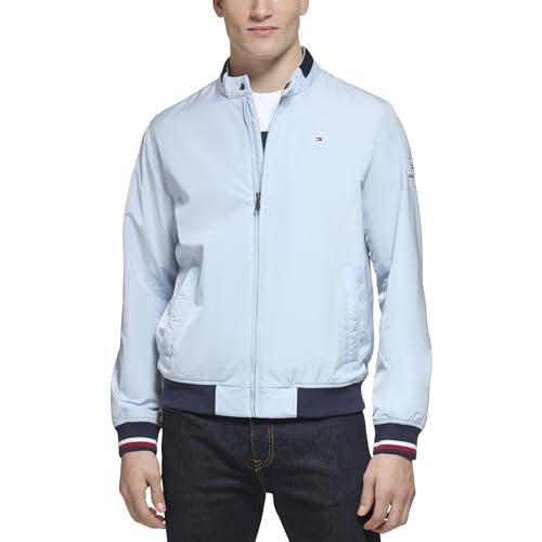 Image of Tommy Hilfiger Men's Lightweight Varsity Rib Knit Bomber Jacket