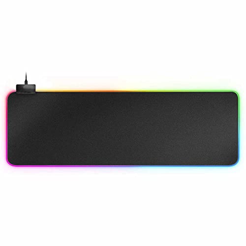 Tapis de souris XXL RGB de 4 mm d'épaisseur avec base antidérapante et bords cousus