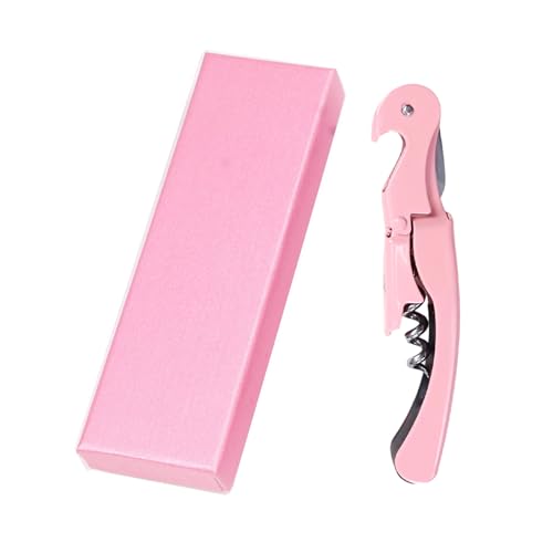 AAABOX Sacacorchos Profesional Sommelier de Doble Palanca，3 en 1 Abridor de Vino con Espiral de Acero Inoxidable,Wine Opener con Caja de Regalo(Rosa)