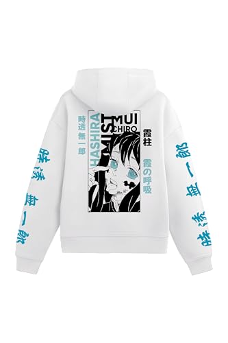 Image of Anime Inspired Design Unisex Pullover Hoodie, Black, Graphic Print Front and Back