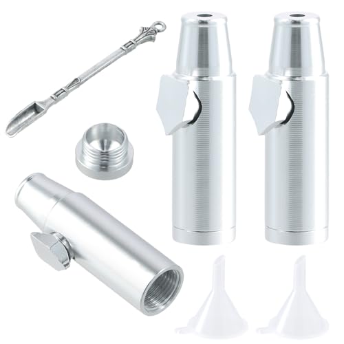 Chstarina 3 Piezas Dosificador de tabaco, Botella Especias con Mini Embudo y Cuchara, Portátil, Aluminio, Plata, Dispensador de Tabaco para Viajes, Camping, Outdoor Chstarina 3 Piezas Dosificador de tabaco, Botella Especias con Mini Embudo y Cuchara, Portátil, Aluminio, Plata, Dispensador de Tabaco para Viajes, Camping, Outdoor
