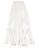 Pleated Skirt for Women Plus Size Maxi Long High Waist Flowy Victorian Skirts White XXL