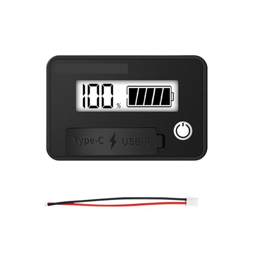 デジタル電圧・電流計 DC 8〜30V 防水型容量計(三元系リチウム蓄電池用、デジタル表示付き)(White)