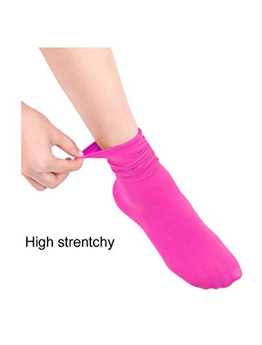 Image of uxcell Women Elastic Selvedge Cuffs Sheer Nylon Crew Socks 2 Pairs
