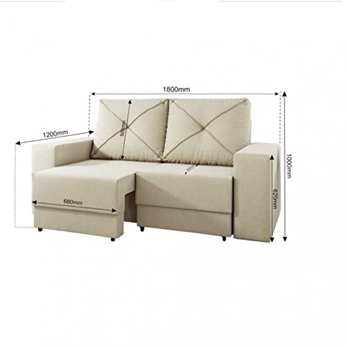 Sofá 3 Lugares Retrátil 1,80m Smart Yescasa Areia