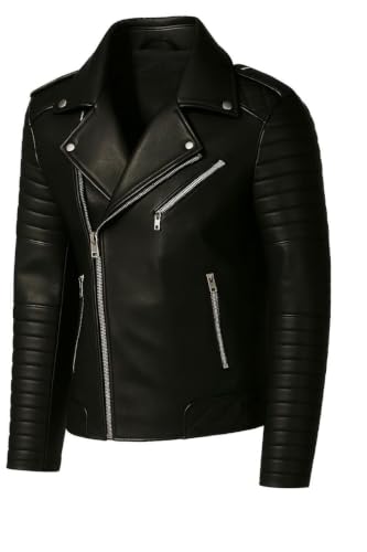 QULVANI Men's Black Quilted Biker Jacket - Image 4