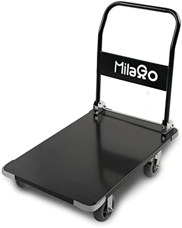 Metal Folding Platform Truck Industrial Giant Measurement Push Cart Dolly with 1800lbs Capability 6” Swivel Wheels