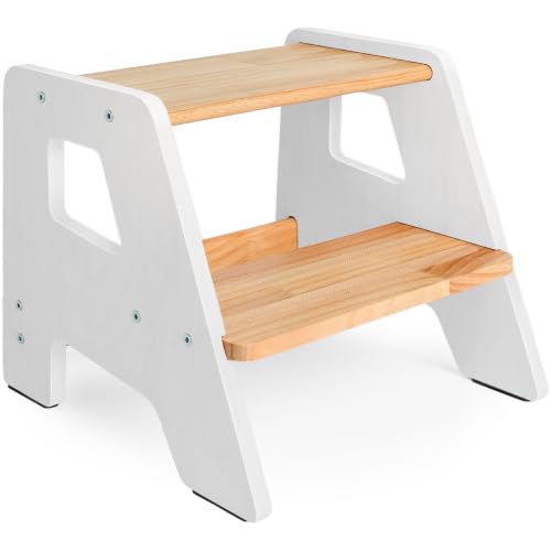 OCODILE 2-Step Wooden Toddler Step Stool (White)