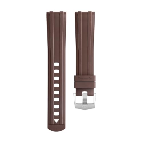 TOPBD For Omega Seamaster New 300 Diving Watchbands Bracelets Pin Buckle 20mm Curved End Quality Fluoro Rubber Watch Band FKM Men's Watch Bands (BROWN)